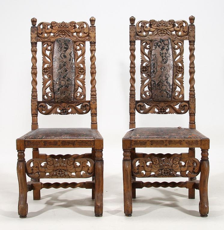 STOLAR, ett par, barockstil, omkring 1900.