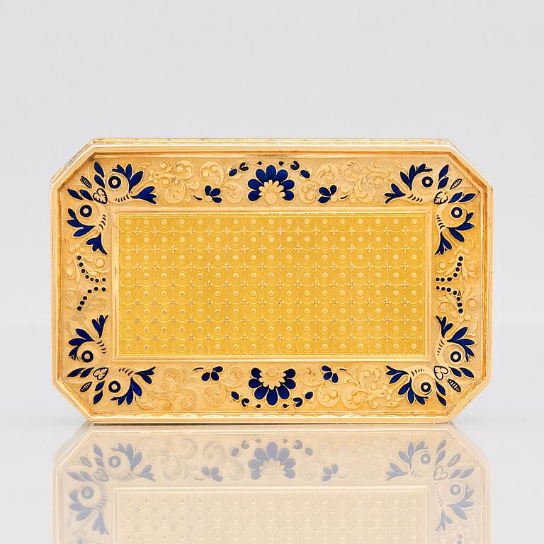 Dosa, guld och emalj, möjligen Schweiz, 1800-talets början, empire.
