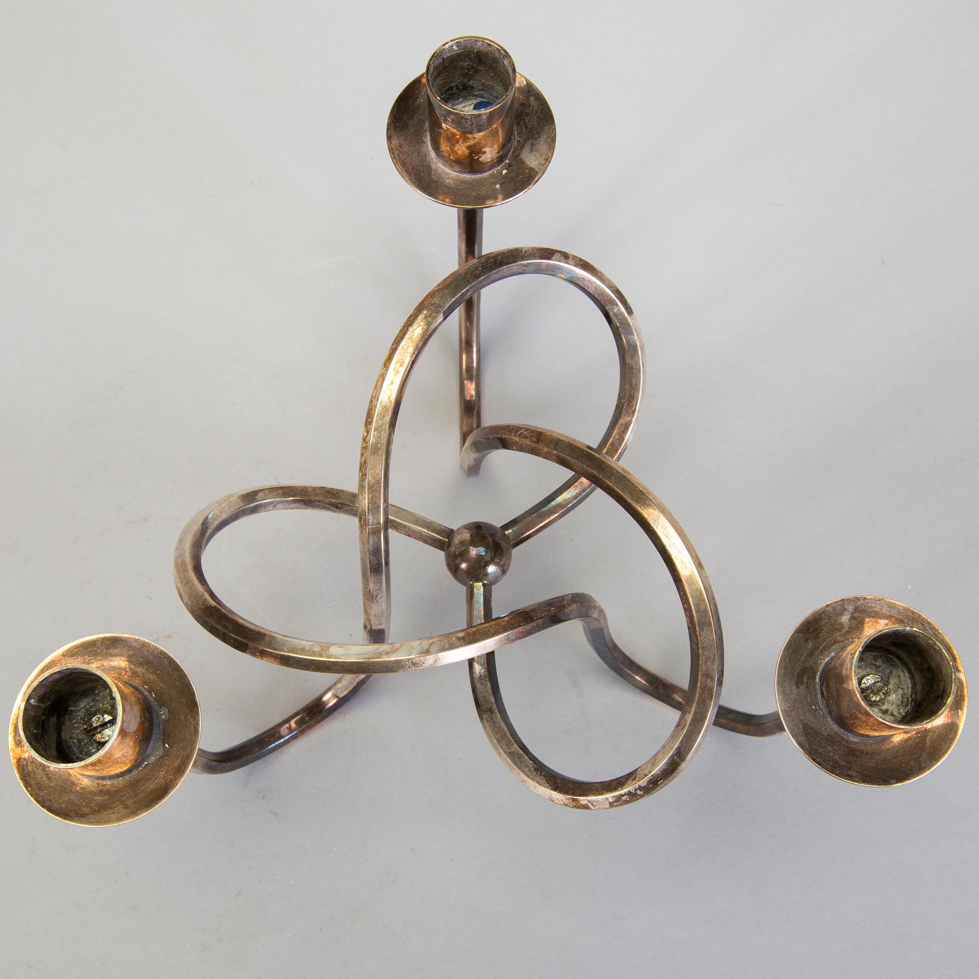 LJUSSTAKE, "Vänskapsknuten", försilvrad, Josef Frank för Svenskt Tenn, formgiven 1938.