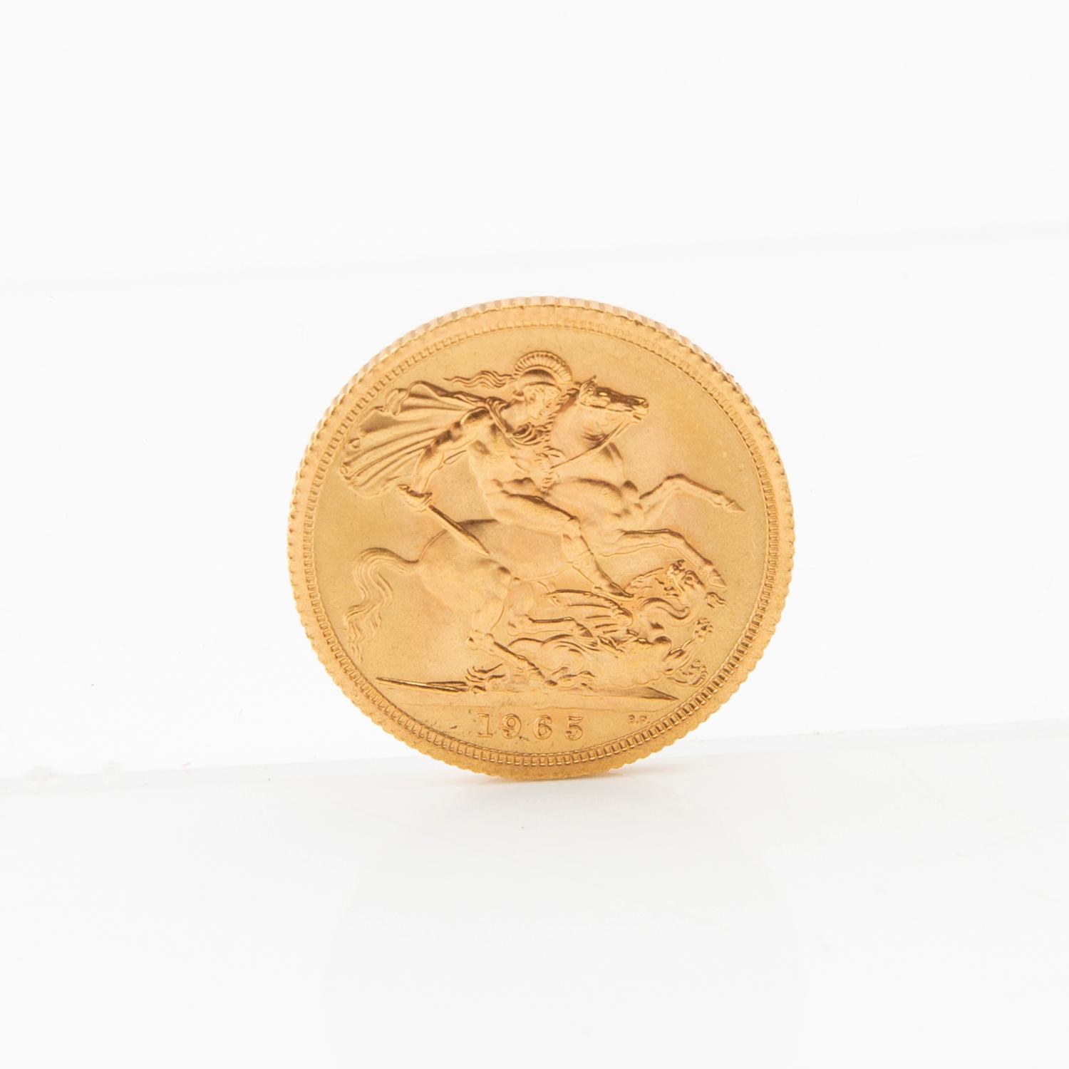 Guldmynt Sovereign Storbritannien 1965 Elizabeth II.
