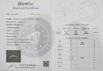 RING, guld 14K och diamanter. Mittstenen 0,40 ct, J/SI1 samt 10 sidostenar tot. 0,10 ct J/SI. Vikt 3,7 g. Intyg.