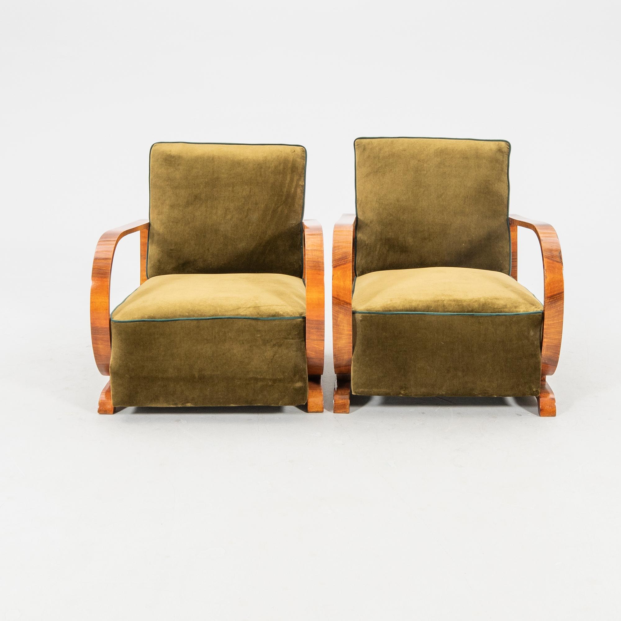 Armchairs, a pair, Art Deco, first half of the 20th century.