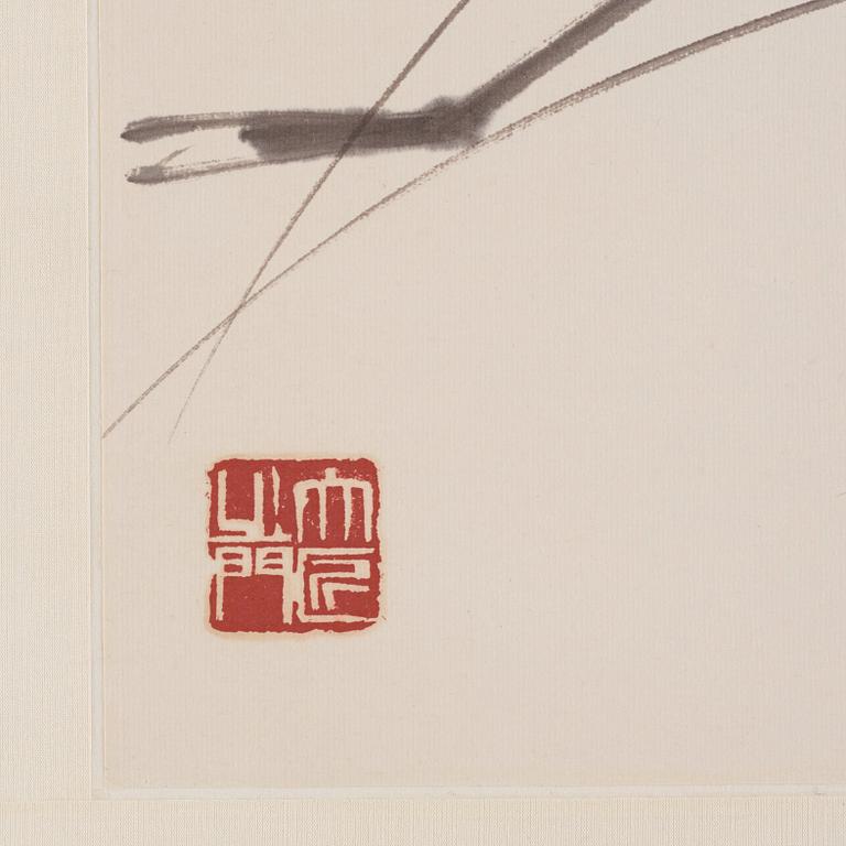 Qi Liangchi (1921-2003), signerad, färg och tusch på papper.
