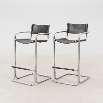 Bar stools, a pair from the late 20th century.