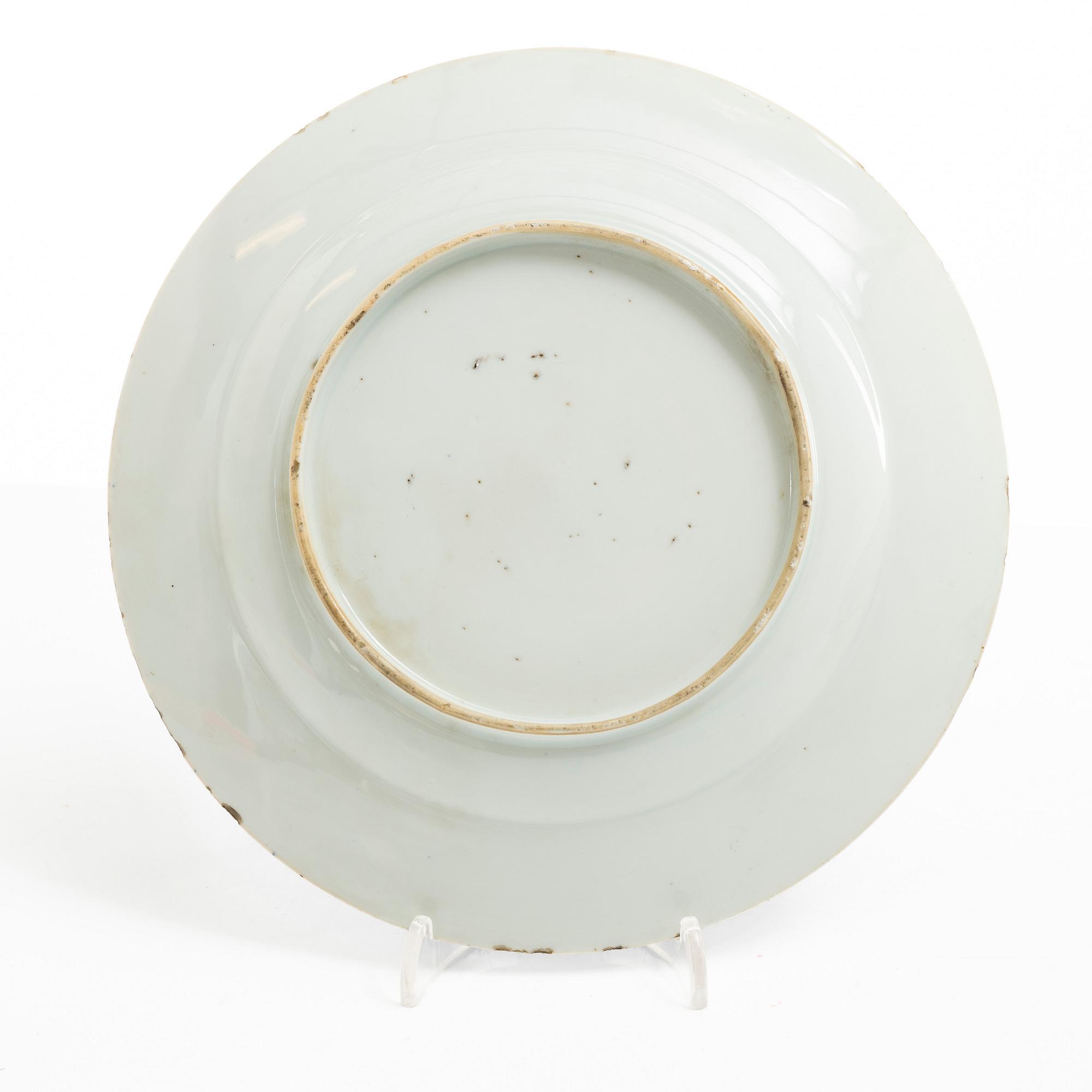 A set of seven powder blue dishes, Qing dynasty, 19th century.