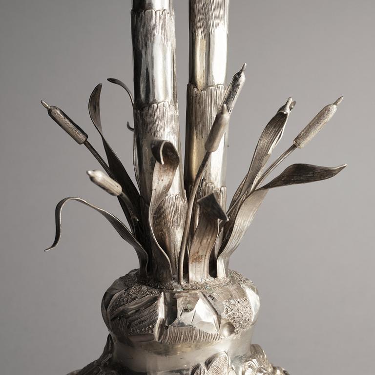 A Swedish 19th century silver candelabra, mark of Pehr Fredrik Palmgren, Stockholm 1862.