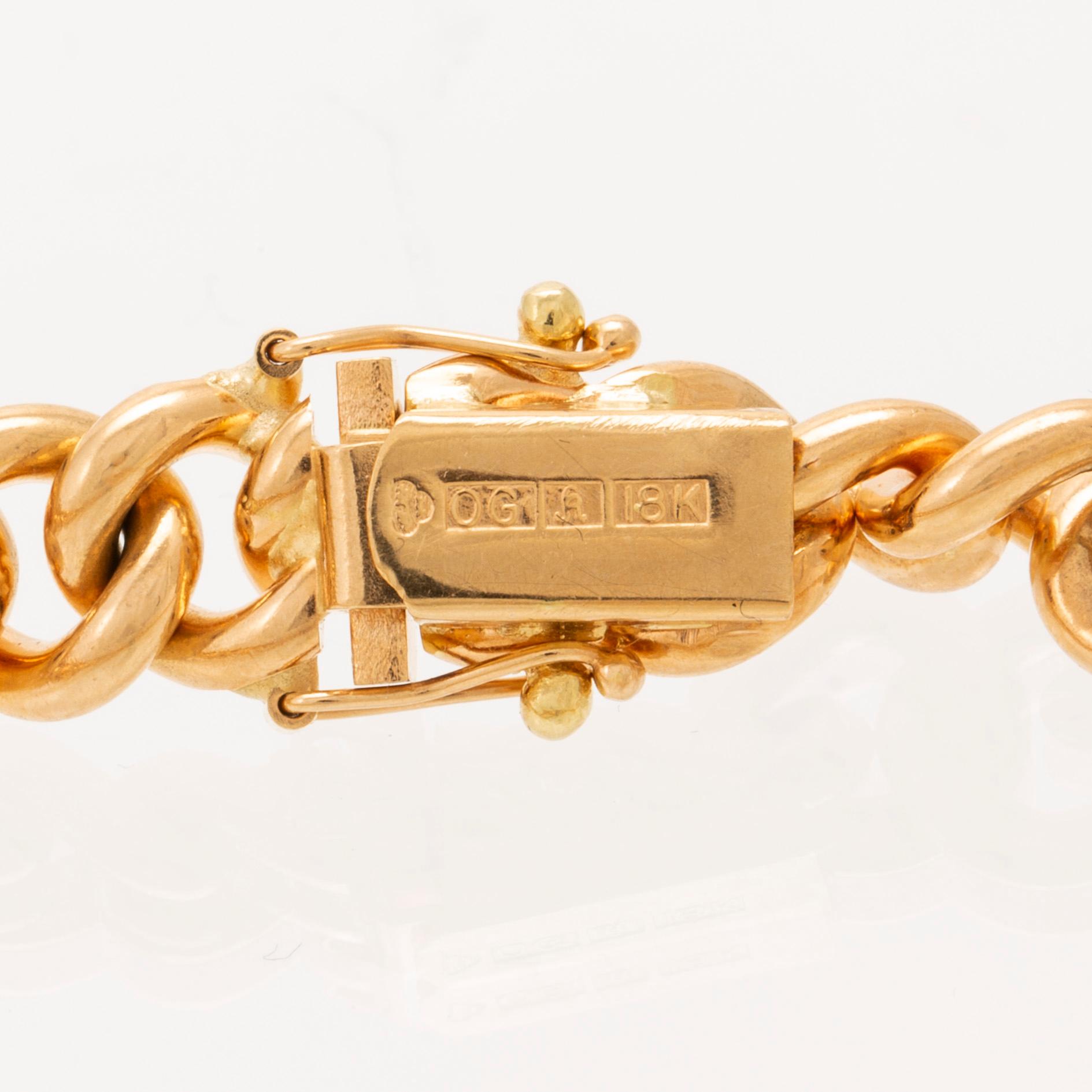 An 18K gold necklace weight 183,6 grams, 0,4 ct brilliants.