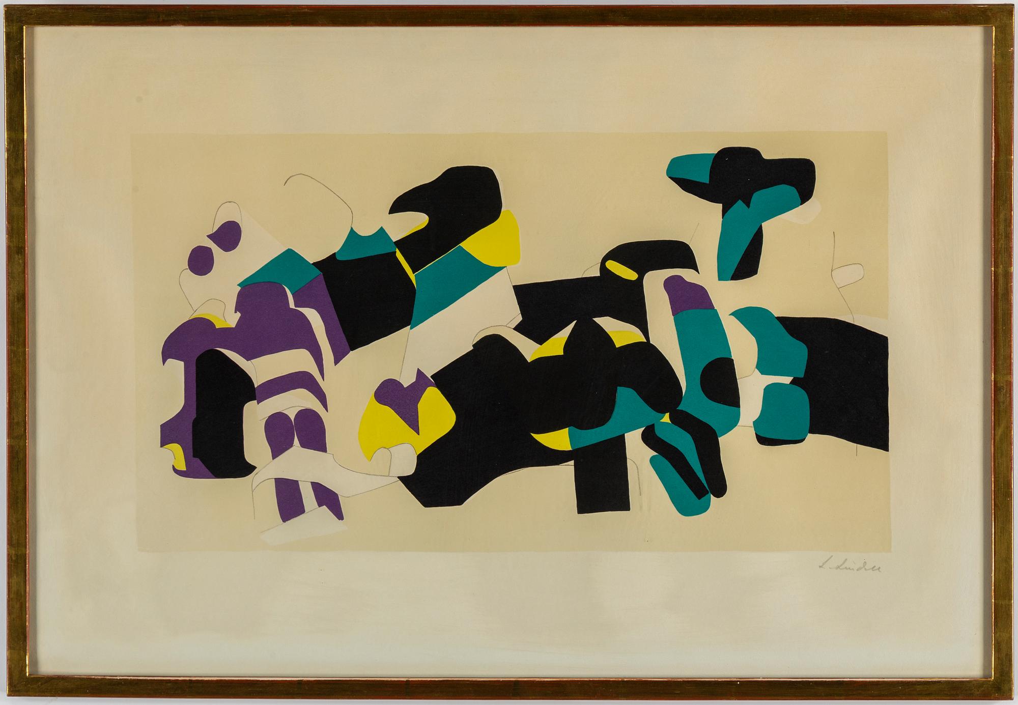 LAGE LINDELL, lithograph in colours, signed.