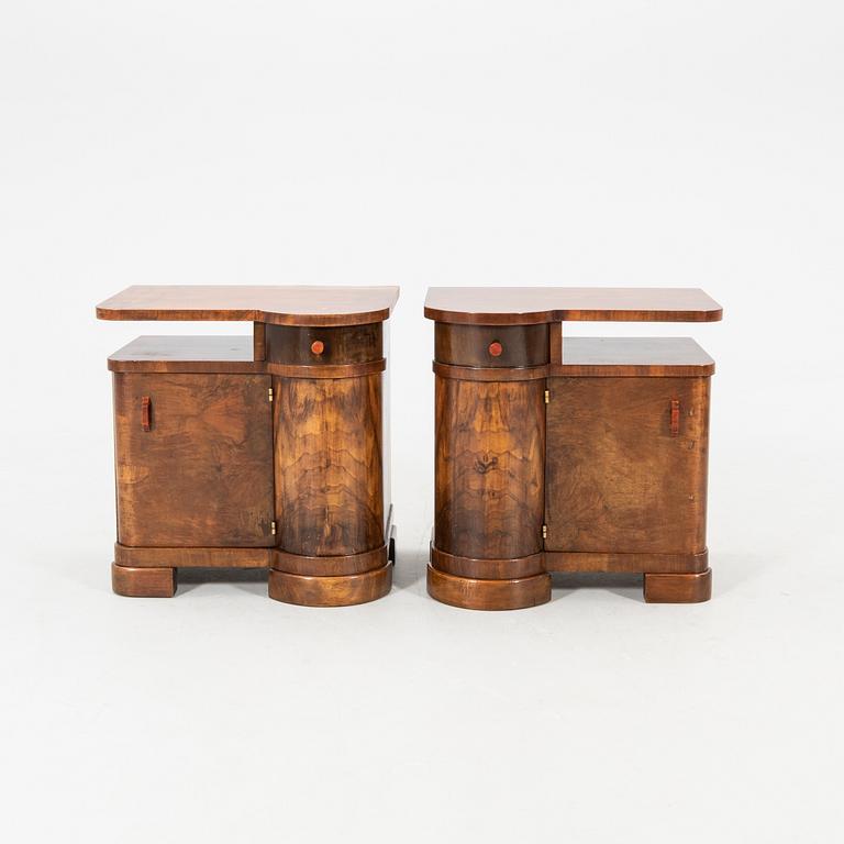 Bedside tables, a pair from the first half of the 20th century.
