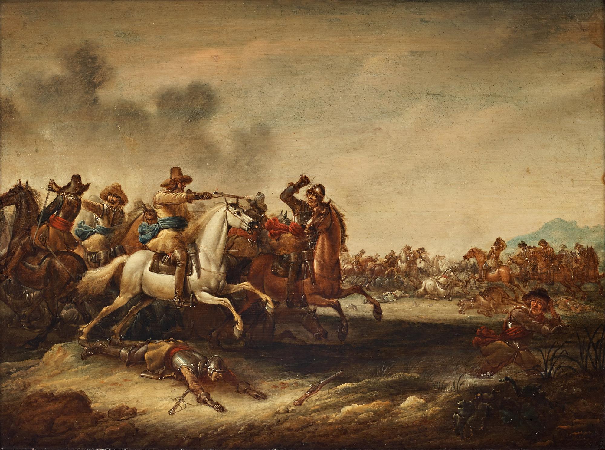 Jan van Huchtenburg Attributed to, Cavalry battle.