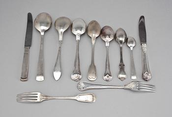 BESTICKSERVISDELAR, 17 delar, silver, bla, GAB, 1900-tal. Totalvikt 737.