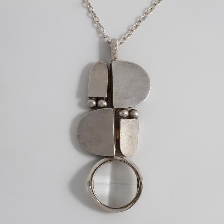 JORMA LAINE, Turku, Finland, 1973, a facet cut rock crystal pendant.