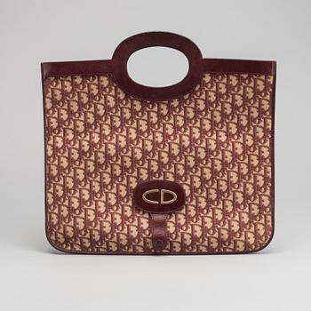 DIOR, ladies handbag, burgundy monogram canvas.