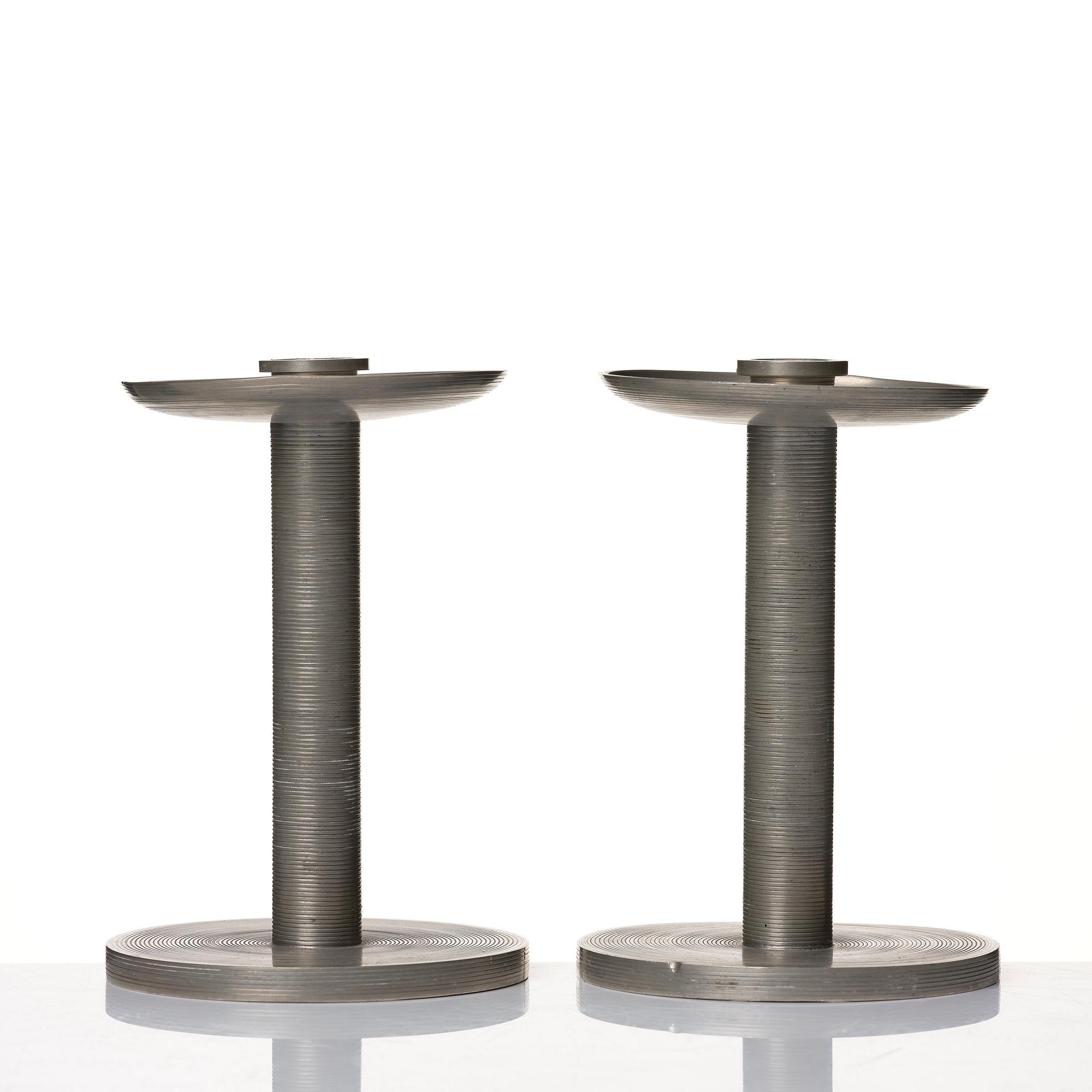 Björn Trägårdh, a pair of pewter candlesticks, Svenskt Tenn, Stockholm 1932.