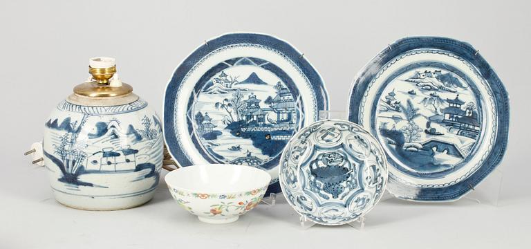 PARTI PORSLIN, 5 delar, Kina, 16-1900-tal.