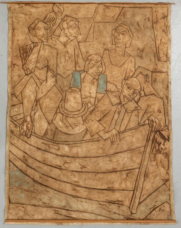 TEXTILMÅLNING, sign A Döry, sign.