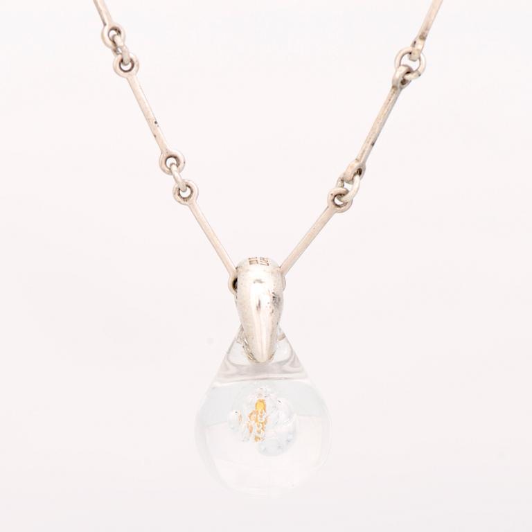 BJÖRN WECKSTRÖM, HALSSMYCKE, "Akryylihippu", silver, guld nugget, akryl. Lapponia 1980s.