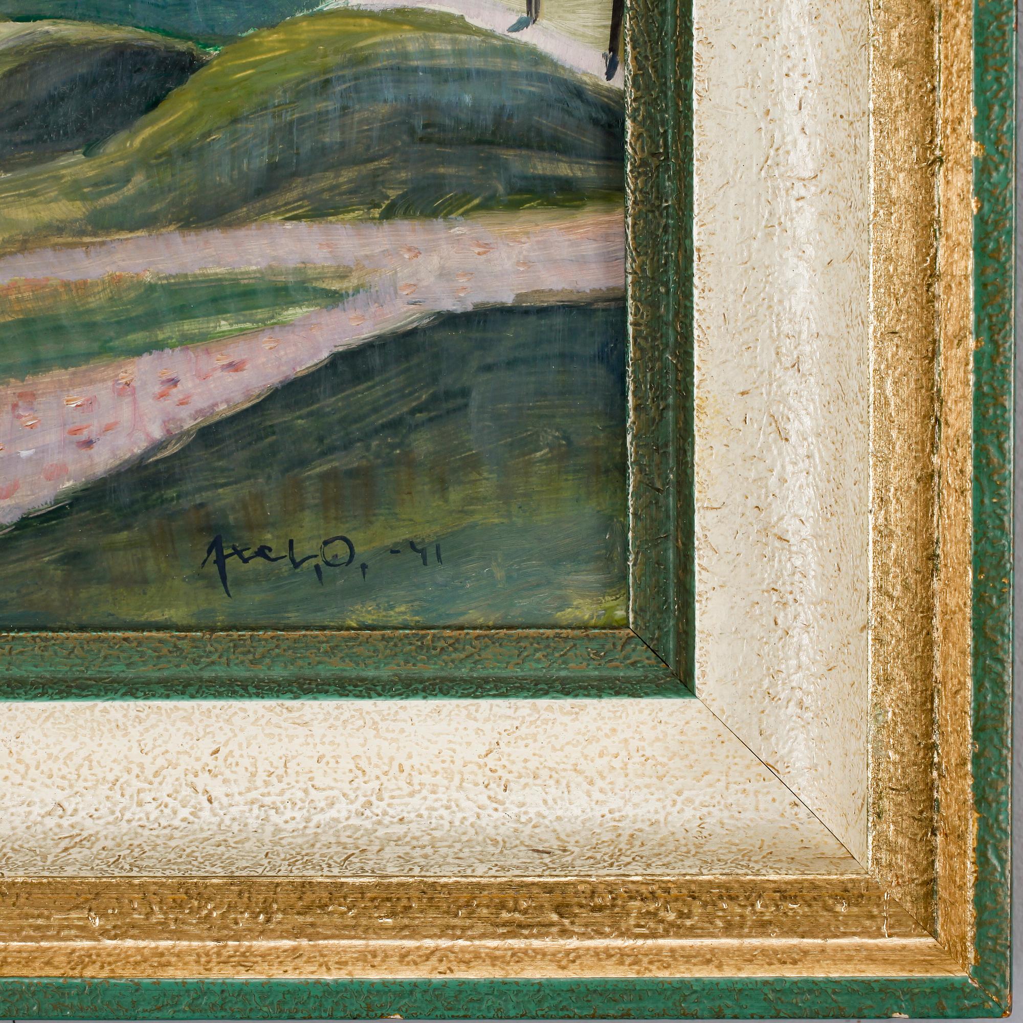 AXEL OLSON, olja på pannå. Sign o dat -41.