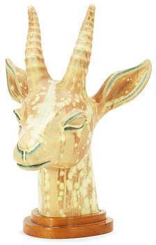 386. A Gunnar Nylund stoneware figure of an antelope's head, Rörstrand.