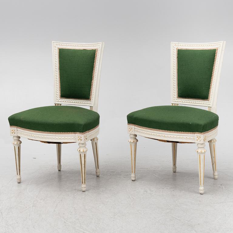 A pair of Gustavian style chairs, 20th century.