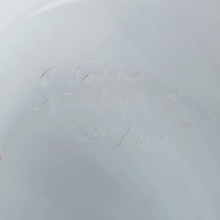 OIVA TOIKKA, skulptur, glas, "Valkoposkihanhi", Nuutajärvi Notsjö Pro Arte, Iittala, signerad och numrerad 295/2000.