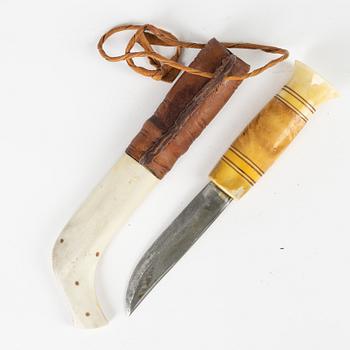 A reindeer horn knife possibly by Nikolaus Labba, signed NL.