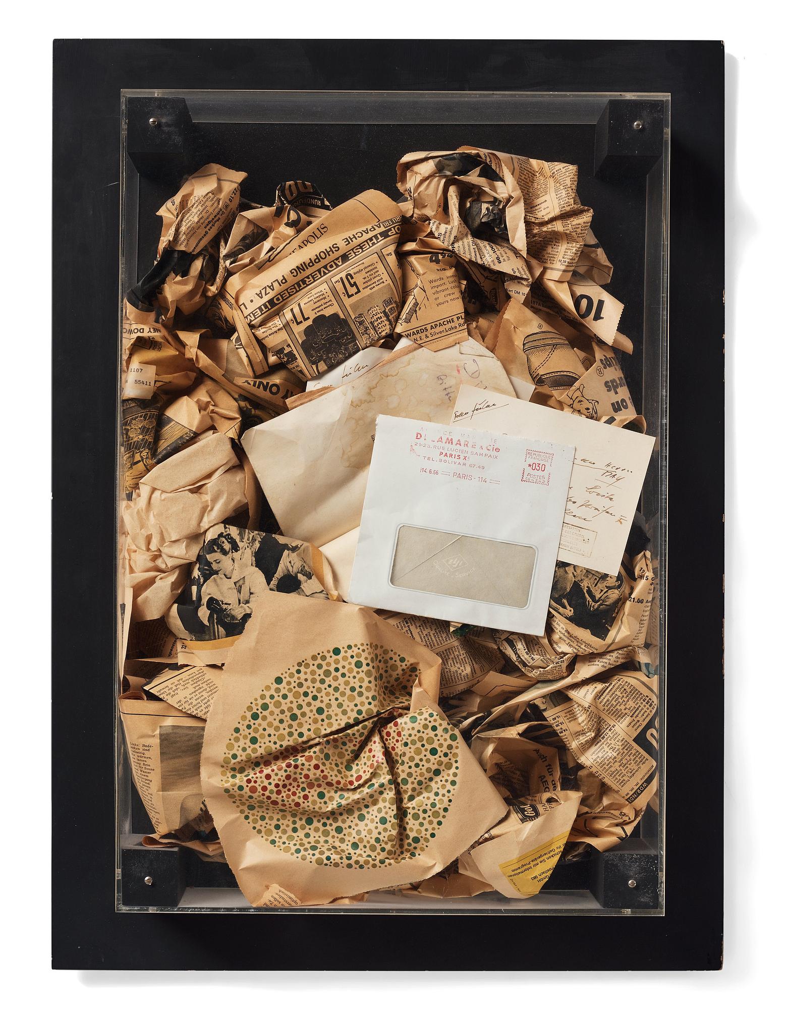 Arman (Armand Pierre Fernandez), "Papier Poubelles / Wastepaper Basket" ur Édition MAT 64.