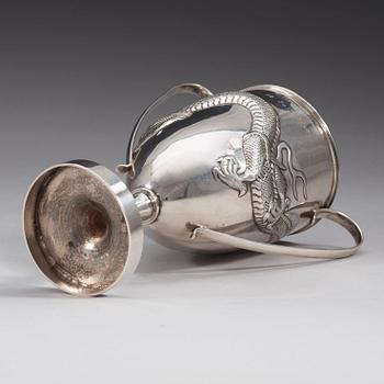 A silver cup with makers mark of Wang Hing, Hong Kong, early 20th Century.