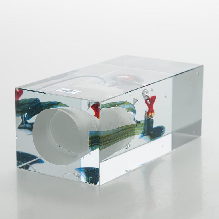 Oiva Toikka, a glass Jubilee Cube, signed and numbered Oiva Toikka Nuutajärvi Notsjö, 45/500 NIB.