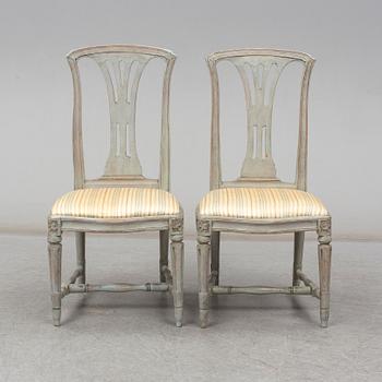 A pair of Gustavian late 18th century chairs.