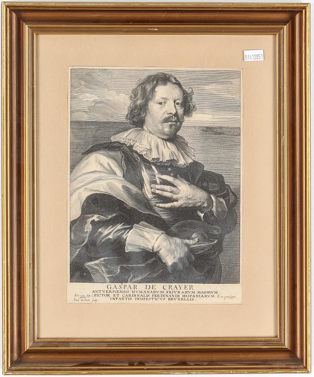 ANTONIS VAN DYCK och PAULUS PONTIUS, efter, kopparstick, 1600/1700-tal.