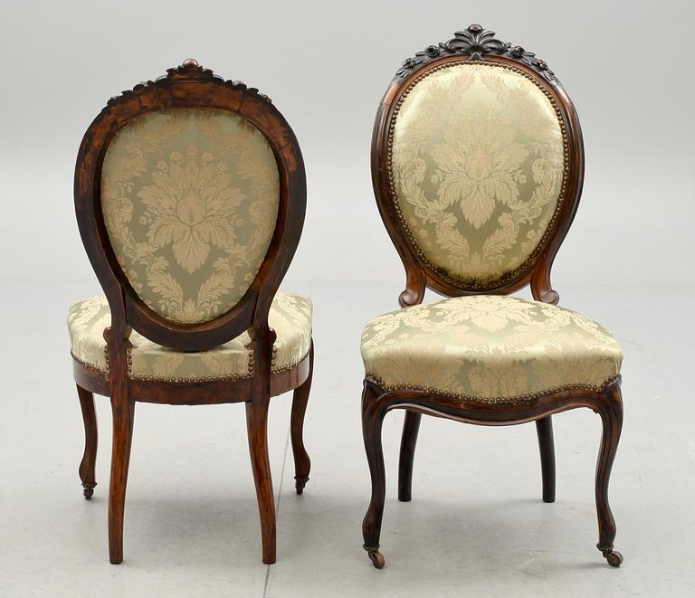 SOFFGRUPP, 5 delar, nyrokoko, 1800-talets mitt.