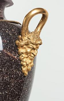 A late Gustavian circa 1800 porphyry and ormolu Vase by Court bronze chaser and gilder F.L. Rung (1758-1837) not signed.