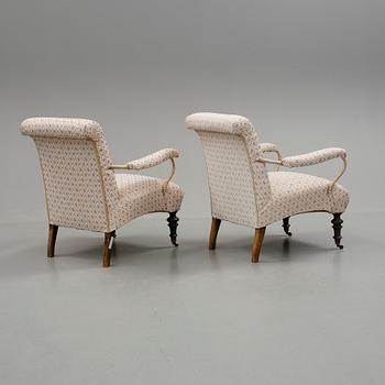 FÅTÖLJER, ett par, 1800-tal.