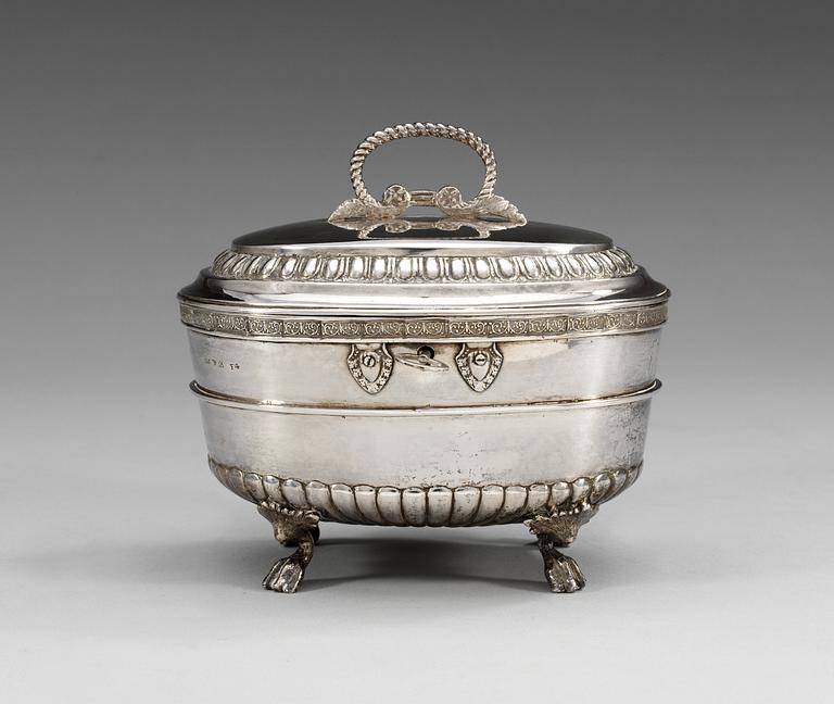 SOCKERSKRIN, silver, av Erik Linderoth d.ä., Umeå 1836.