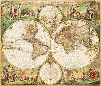 476. Frederick de Wit, "Nova Orbis Tabula In Lucem Edita, A.F.de Wit".