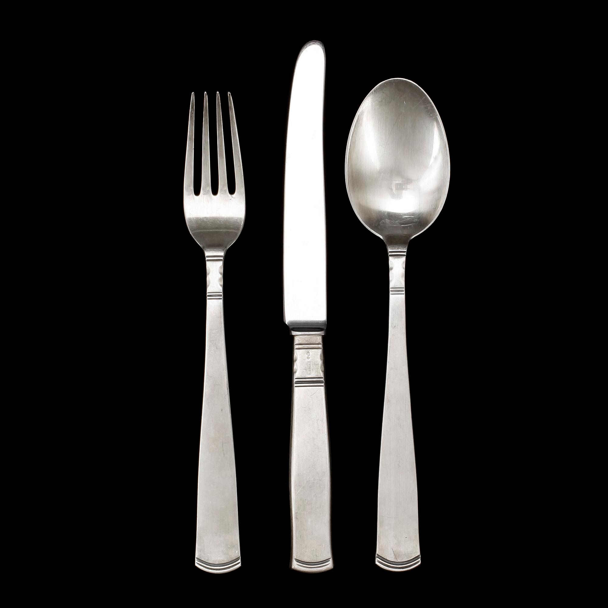 BESTICKSERVIS, 31 delar, silver, "Rosenholm", GAB, 1963-1986. Total vikt ca 1440 gram.