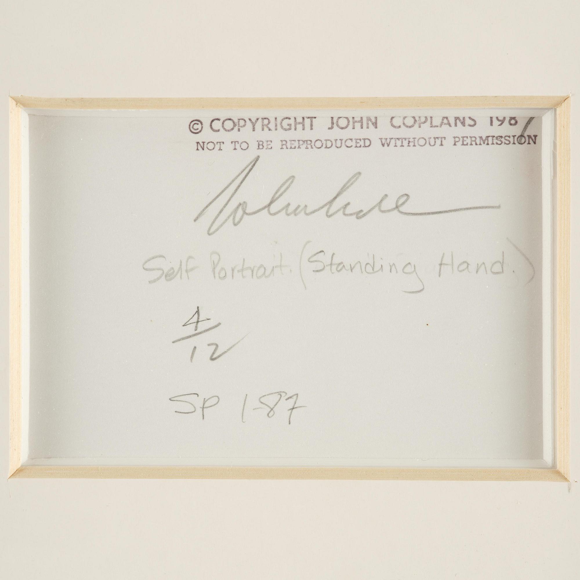John Coplans, "Self Portrait (Standing Hand)", 1987.