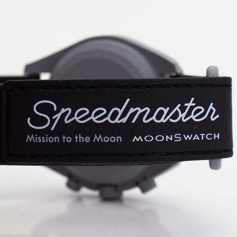 Swatch/Omega, MoonSwatch, Mission to the Moon, chronograph, wristwatch, 42 mm.