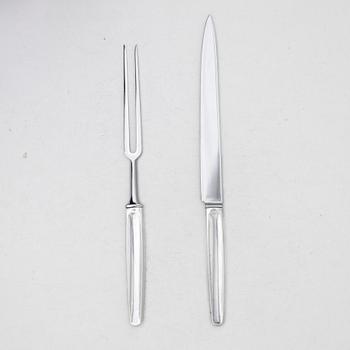Tias Eckhoff, a pair of sterling silver carving utensils, 'Cypress', Georg Jensen, Denmark.