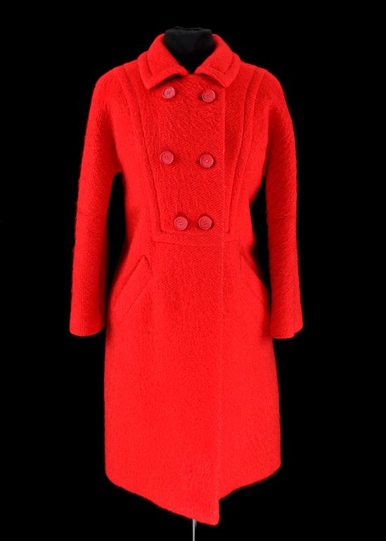 A 1960s/70s red wool coat by Jean Patou.