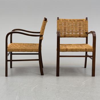 a pair of 1930's armchairs by Axel Larsson Bodafors.