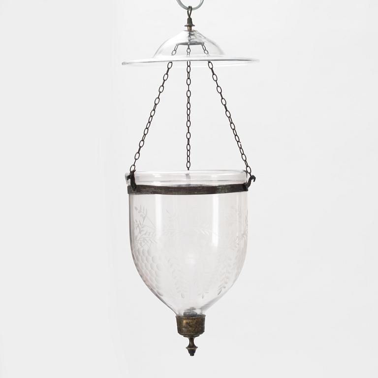 A glass ceiling lantern, around the year 1900.