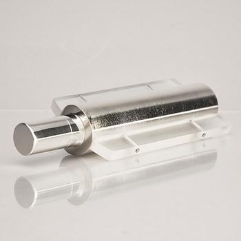 A sterling silver and acrylic bottle with lid, mark of Rolf Lindståhl, Stockholm 2003.