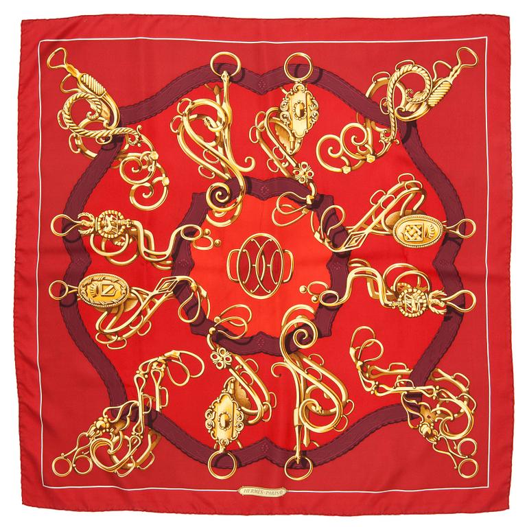 HERMÈS, a silk scarf, "Profile" / "Sellerie".