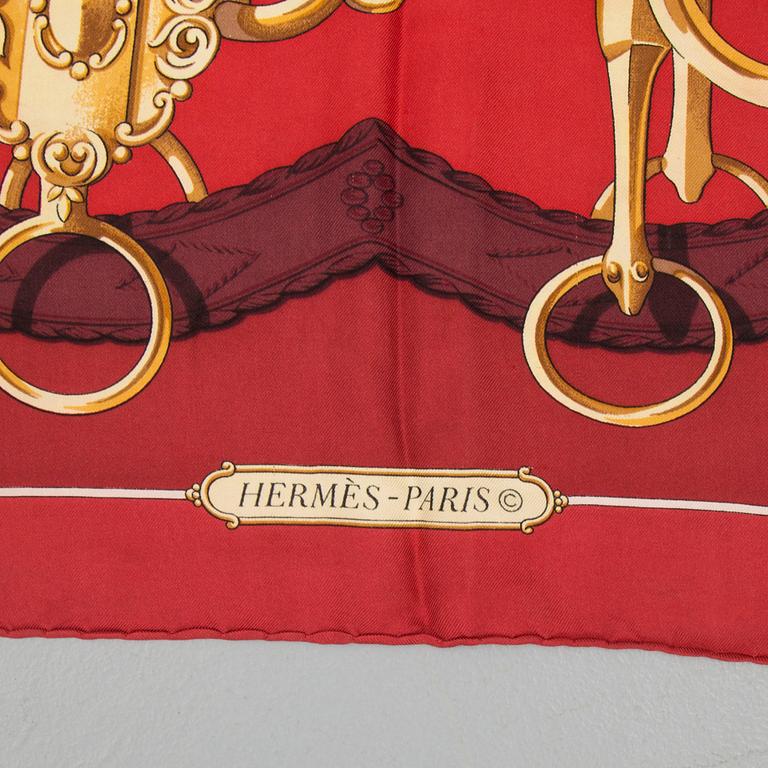 HERMÈS, a silk scarf, "Profile" / "Sellerie".