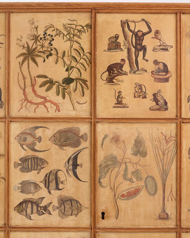 Josef Frank, a rare cabinet covered with prints depicting different animals and plants, Firma Svenskt Tenn, Sweden 1940s.