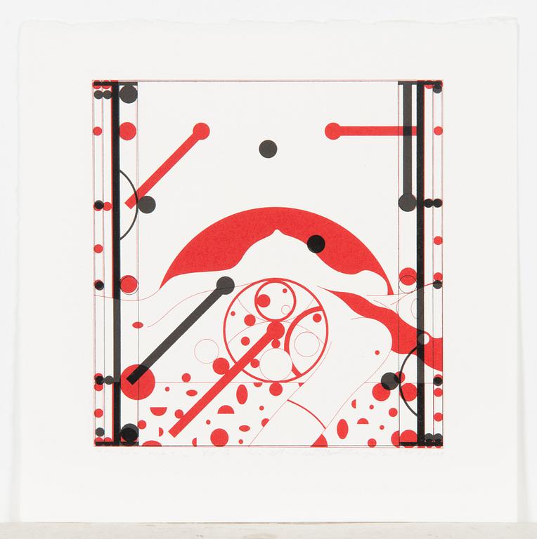 Leonhard Lapin, serigrafier, 5 st, signerade och daterade 1975-1979/2001, numrerade.