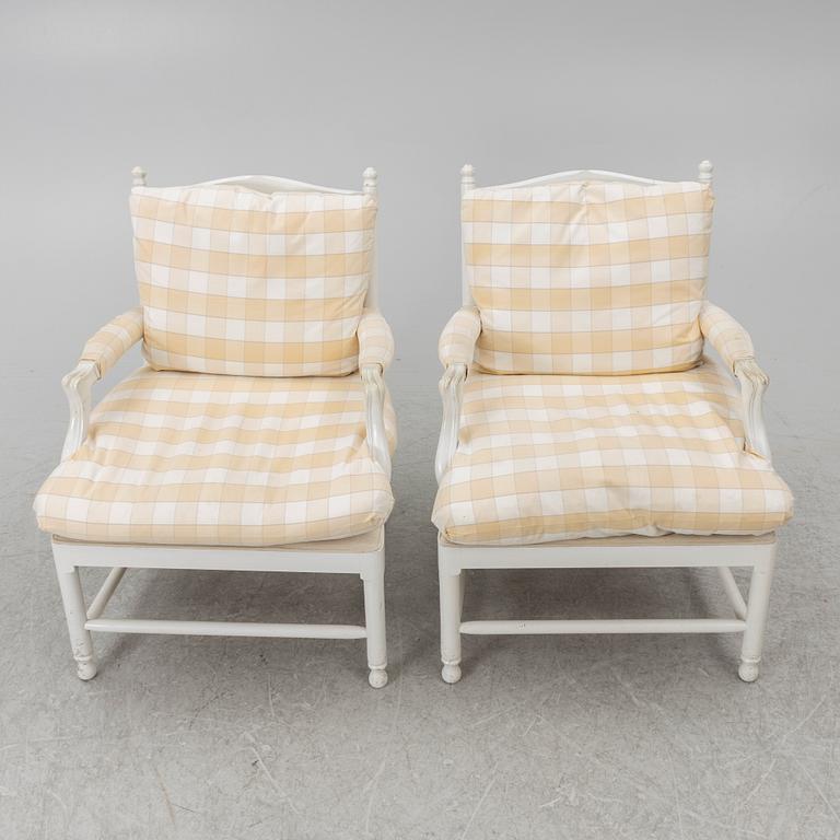 Armchairs a pair, Gustavian style, so-called Gripsholm chairs, 20th century.