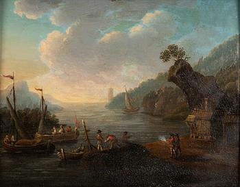 Okänd konstnär, 1700-tal. Figurer och båter.